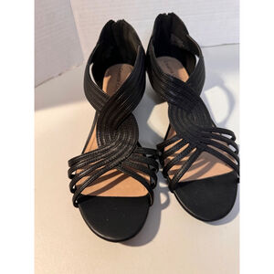 Charter Club Black Wedge Zip Back Sandals Size 9M
